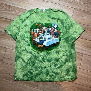 90s Sundog Alice In Wonderland Mad Hatter Tea Party Double Sided Tie Dye T-Shirt